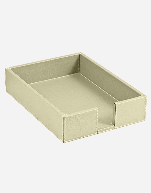 A4 Office Paper Tray - Light Green - Smooth Leather