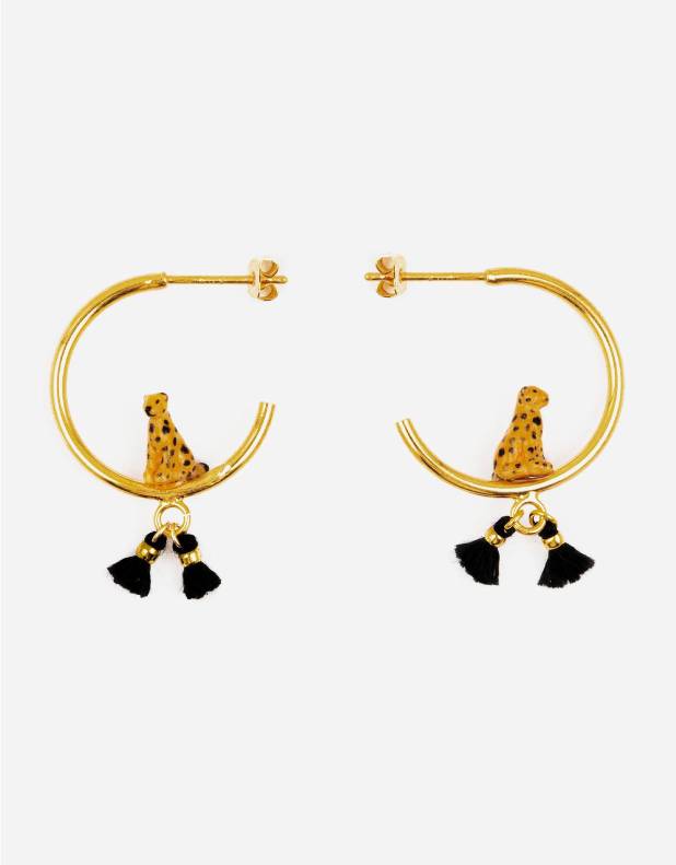 LEOPARD WITH POMPOMS HOOPS
