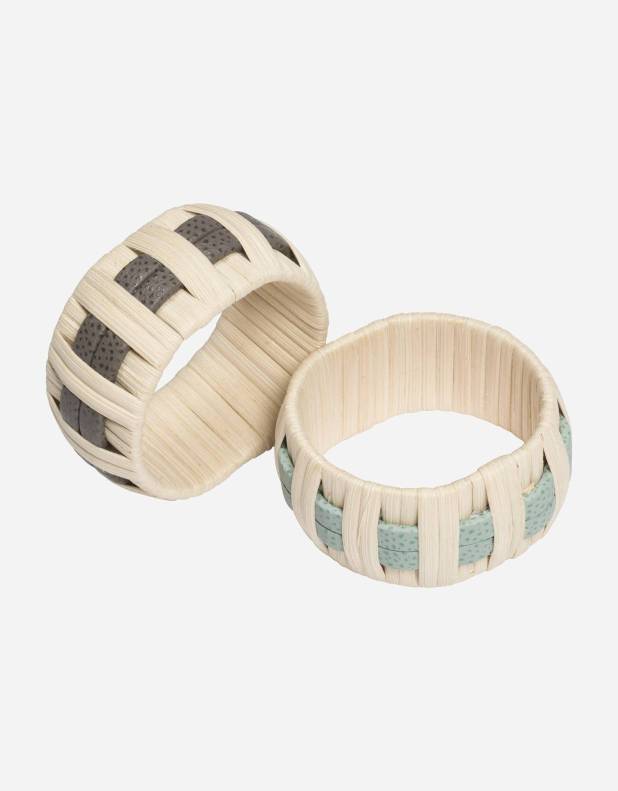 ANGLET LEATHER & RATTAN NAPKIN RING