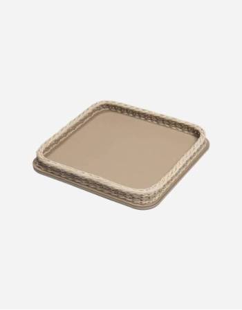 ORSAY LEATHER & RATTAN TRAY SQUARE