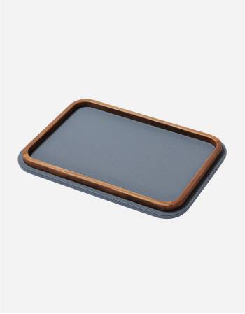 RECTANGULAR ROUNDED TRAY WITH WOOD FRAME MEDIUM