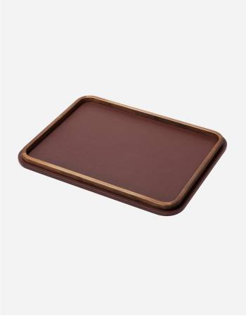 RECTANGULAR ROUNDED TRAY WITH WOOD FRAME LARGE