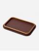 RECTANGULAR ROUNDED TRAY WITH WOOD FRAME SMALL